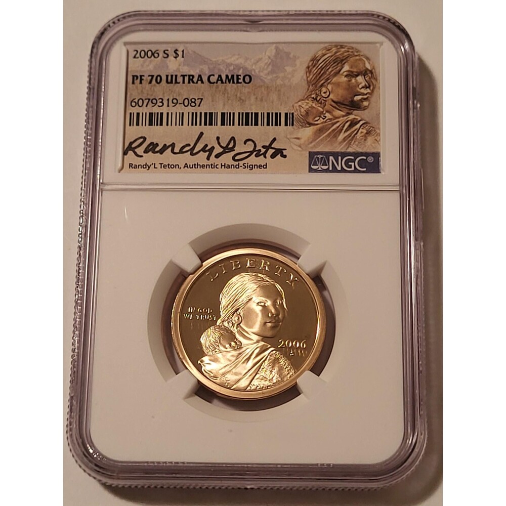 2006 S Native American Sacagawea Dollar Proof PF70 UC NGC RandyL Teton Signed